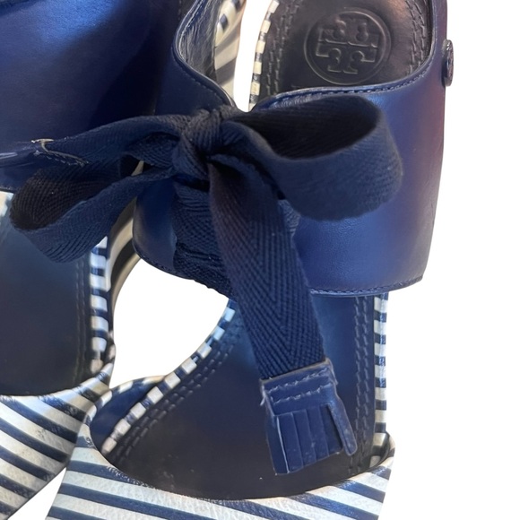 Tory Burch Maritime Stripe Wedge Sandals Women’s Size 7.5 - Picture 13 of 16